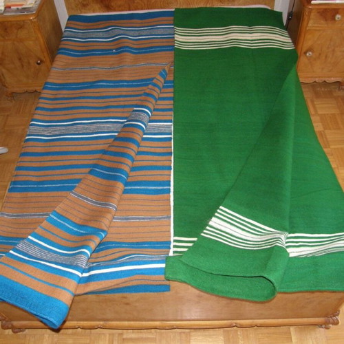 4 Pilio Batani wool blankets and 1 kilim, handwoven