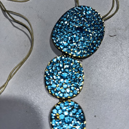 Handmade necklace turquoise new with adjustable macrame cord