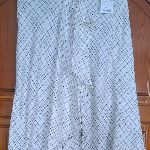Zara Basic black and white tweed faux-wrap skirt with integrated leggings new