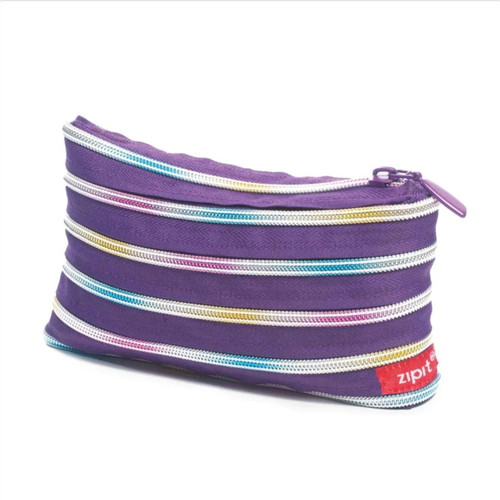 Zipit Rainbow Pencil Case mini pouch new, purple with rainbow, 20x3x12cm