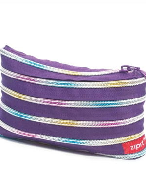 Zipit Rainbow Pencil Case mini pouch new, purple with rainbow, 20x3x12cm