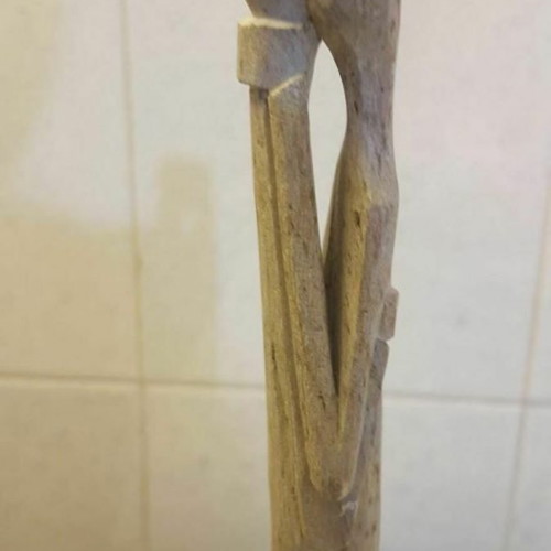 Abstract art figure used, embracing couple soapstone sculpture