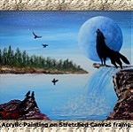  Wolf:  Πίνακας ζωγραφικής (Handmade, Original) με ακρυλικά χρώματα σε καμβά (35Χ25Χ1,5εκ)