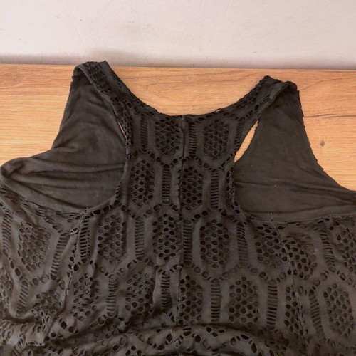 Black long crochet beach dress, one size