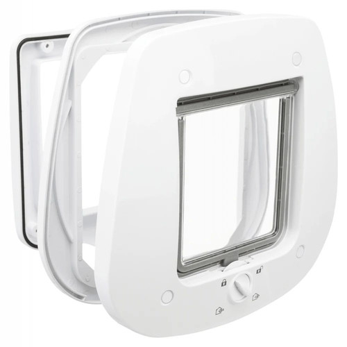 Trixie cat door 4-way for glass installation, white 27x26cm new