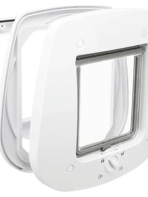 Trixie cat door 4-way for glass installation, white 27x26cm new