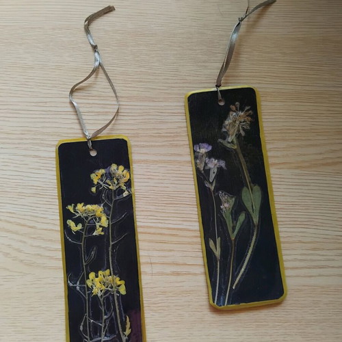Handmade bookmarks with dried flowers set of 2, new