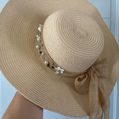 Hat beige natural paper like new, size S-M