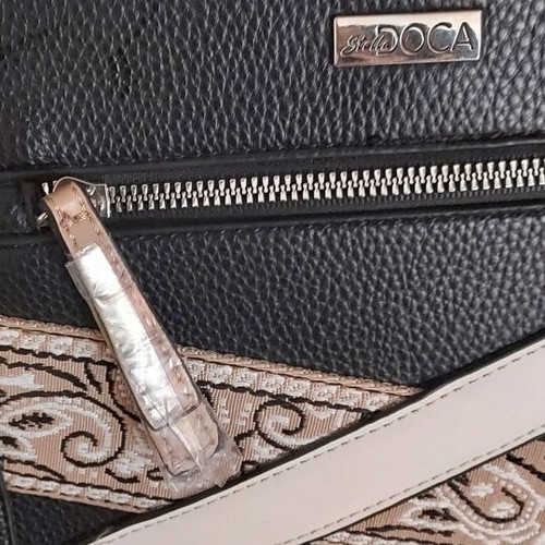Doca crossbody bag new with defect, black and beige
