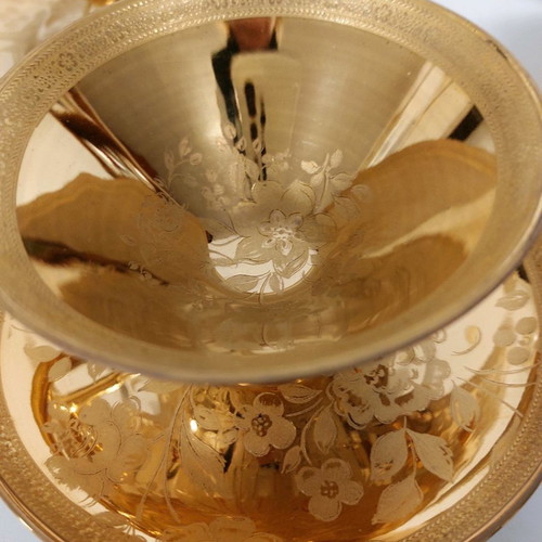 Limoges vintage tea cups used, set of 4, 24-carat gold
