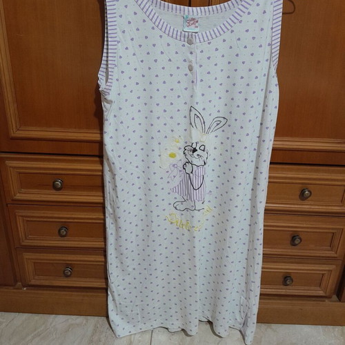 Makó nightgown used, Greek sewing, size 5XL, white and blue