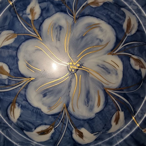 Porcelain decorative plate FÜRSTENBERG hand-painted like new with bronze details