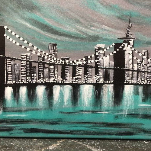 Tiffany Cityscape Acrylic Painting 40x30 cm new