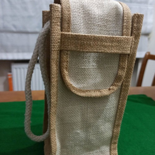 Bottle carrier bag like new made of burlap