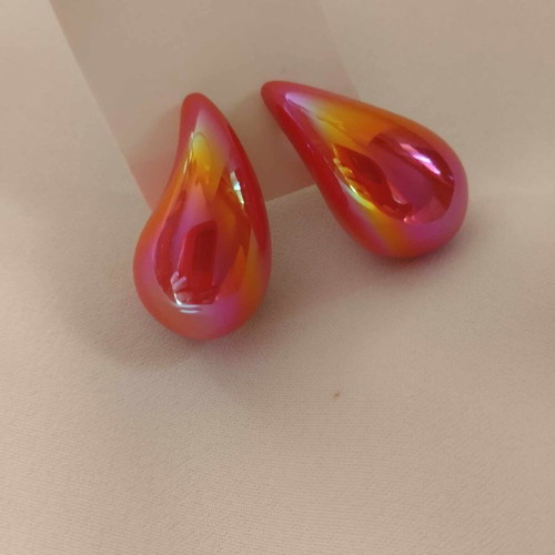 Teardrop earrings new iridescent orange-red-magenta-gold