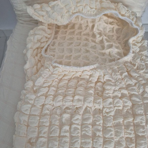 Elastic chair covers set, 6 pieces, boucle fabric
