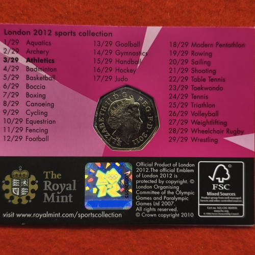 50 Pence Coin Athletics London 2012 New