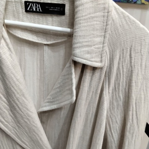 ZARA linen summer trench coat, size L, beige ecru