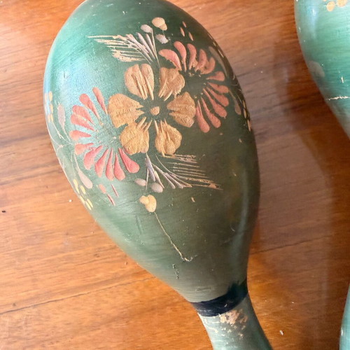Maracas handmade vintage used, wood, 20cm