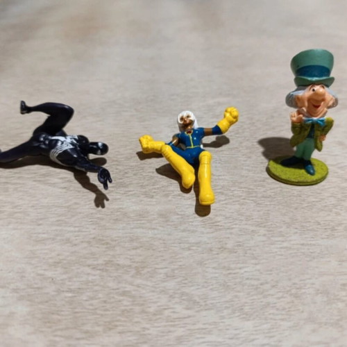 Superhero figures set of 3 used, including Spiderman and Woman