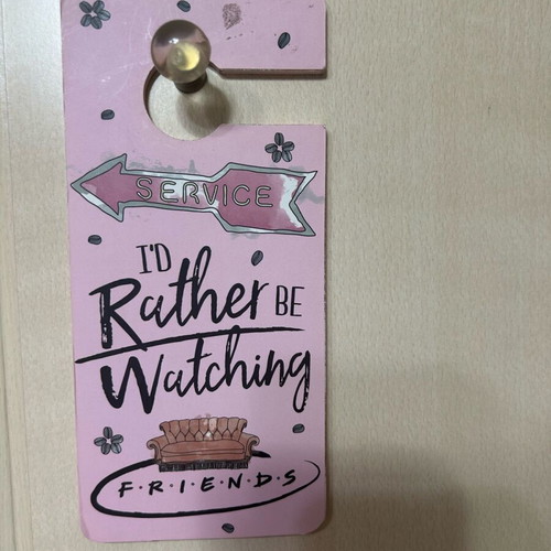Door hanger like new, Friends theme, pink color
