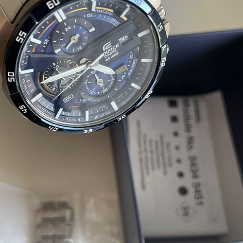Casio Edifice wristwatch, blue and silver