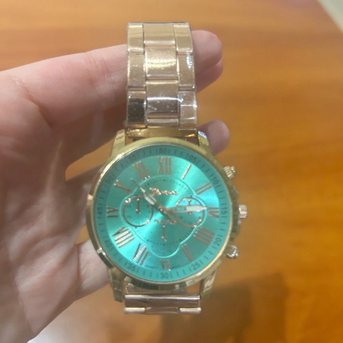 Women's rosegold watch with green dial new