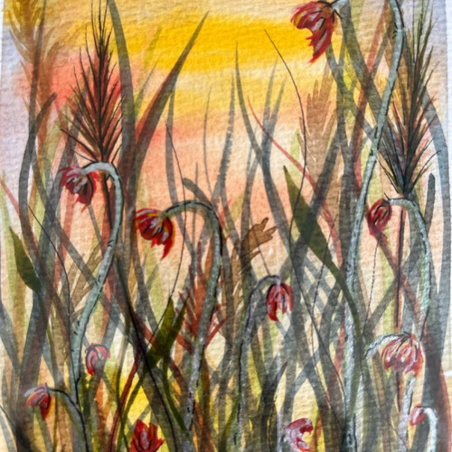 Watercolor in frame new, handmade 22x17