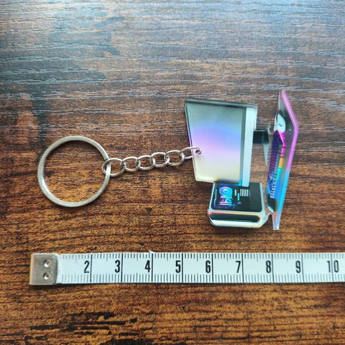 2D keychain with gaming computer design new, multicolored