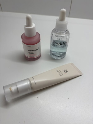 Korean beauty set with Torriden serum, Medicube serum, Beauty of Joseon eye cream