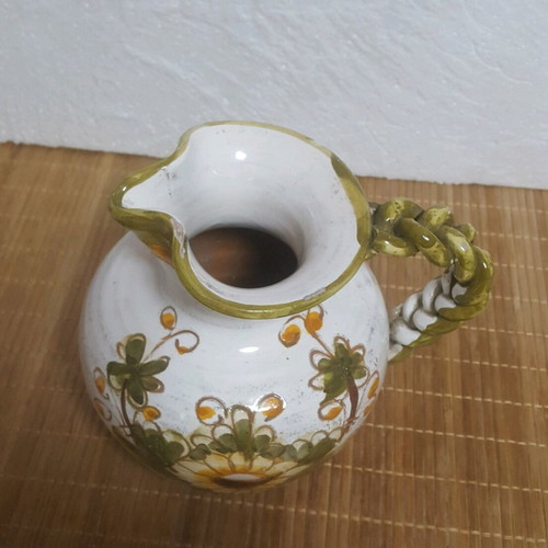 Vintage ceramic jug/vase with braided handle
