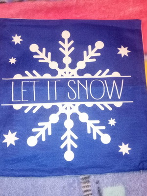Christmas pillow cover new, electric blue with snowflake design