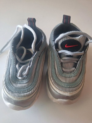 Nike Air Max silver athletic shoes size 19.5 like new