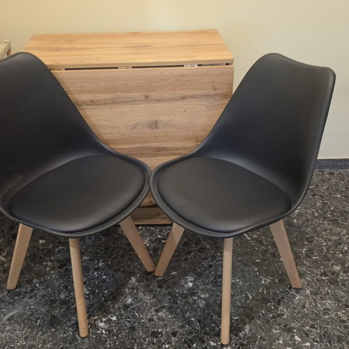 Folding dining table with 2 chairs, ideal for small spaces