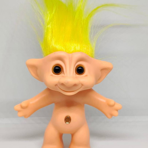 Efxoulis Troll doll with yellow hair collectible, like new