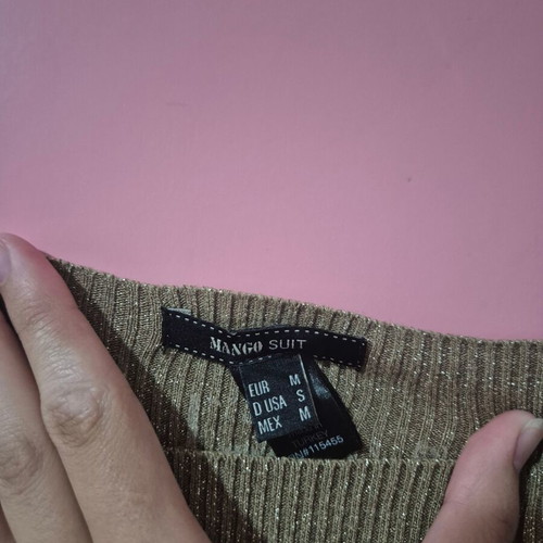 Knit dress Mango M like new, beige with gold thread