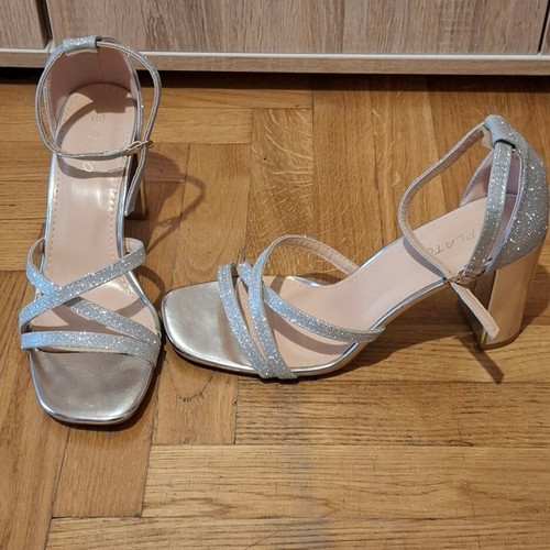 Silver sandals like new, size 40, 9 cm heel