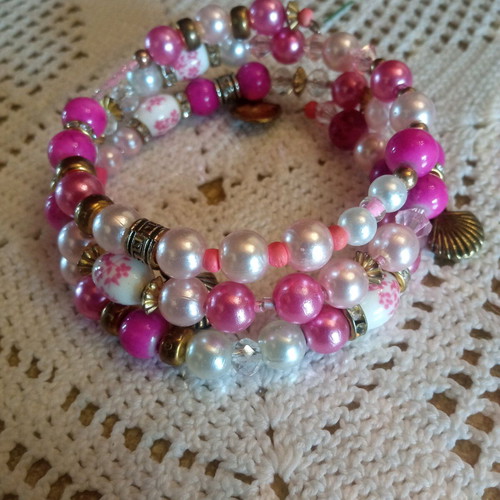 Handmade pink coil bracelet new