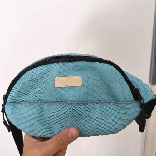 Turquoise snakeskin effect belt bag used