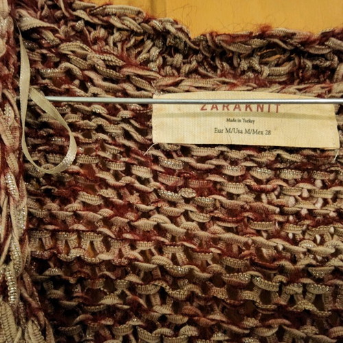 Zara women's knitted sweater used, burgundy melange, size S-M