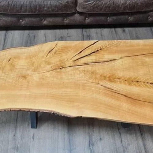 Coffee table made of wood and metal legs new, handmade