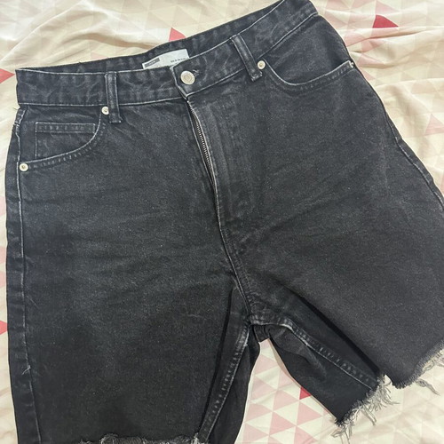 Bershka high-waist black denim shorts, size M