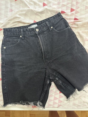 Bershka high-waist black denim shorts, size M