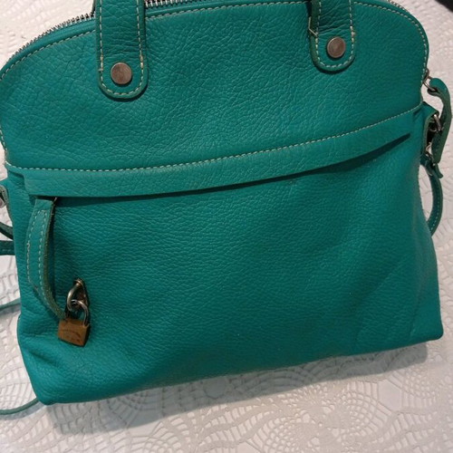 Leather crossbody bag like new, turquoise-green