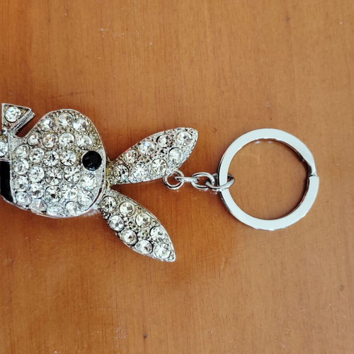 Playboy rhinestone keychain new, silver