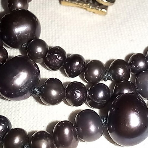Black Pearls Necklace like new, about 400 small and 50 large pearls