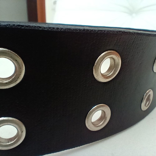 Leather belt unisex used with large studs, 95 cm black