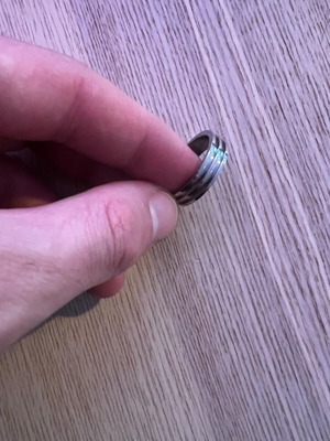 Men's metal ring with ribbed design, used fashion jewellery