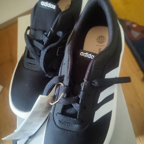 Adidas athletic shoes new, black and white, size 40
