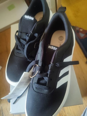 Adidas athletic shoes new, black and white, size 40